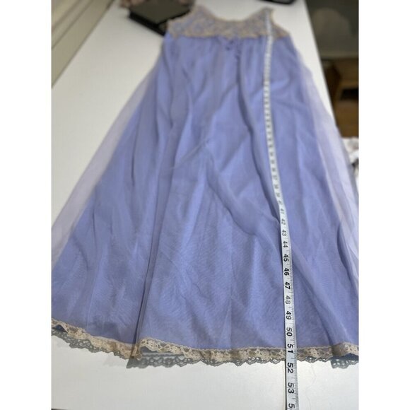 Vintage Aristocraft Blue Lace Nightgown Medium 1960s Retro Sheer Lined - Picture 7 of 8